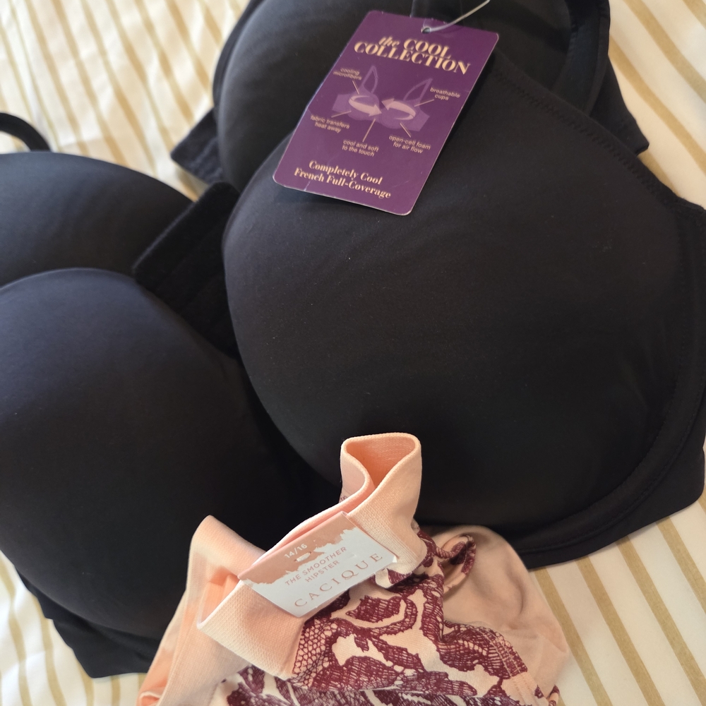 Cacique/Lane Bryant (2) Black Bras And (1) Panty.